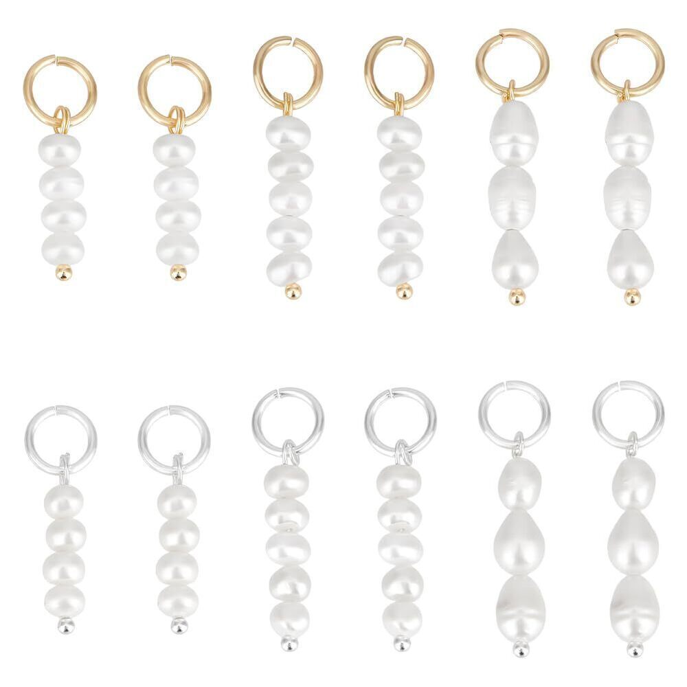 6288 12PCS Freshwater Pearl Charm Pendant, 6 Styles 25-30mm Pearls Beads